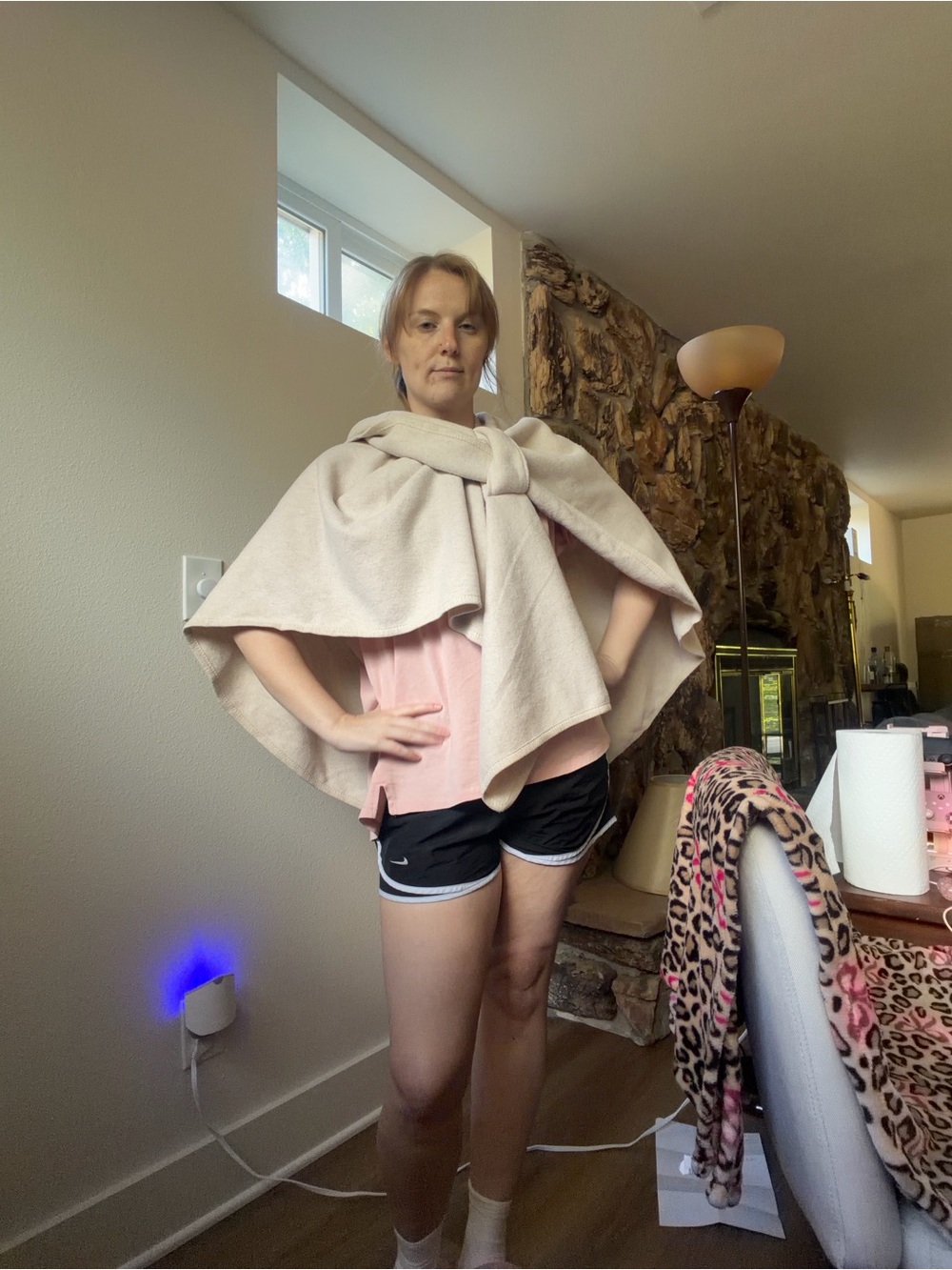 Dolcecabo Knit Shawl Wrap in Beige